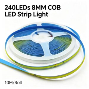 8mm Width 240LEDs COB Strip Light 110V 220V AC Direct Plug In LED Tape Light No Need Extra Power Supply 10cm Cuttable 9W Per Meter Energy Saving Home Decor Light