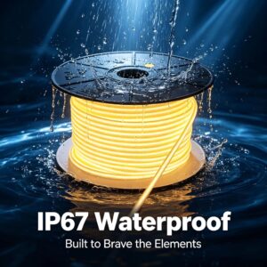 110V 220V Dual Voltage COB Neon Strip Light 288LEDs Per Meter Flexible Waterproof LED Strip Light 8MM High Brightness PVC Covered Linear Light For Home Commercial Lighting