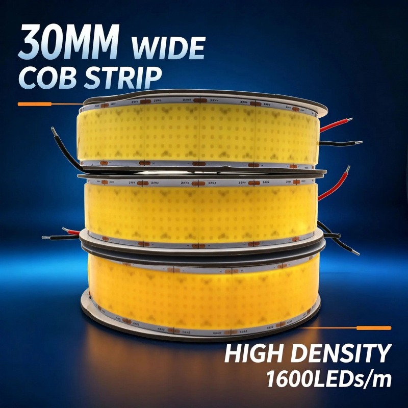 High Power 40W/M 1600 LEDs COB Strip Light 30MM Wide Belt 12V 24V CRI 90 High Brightness Flexible LED Lighting - 图片 2