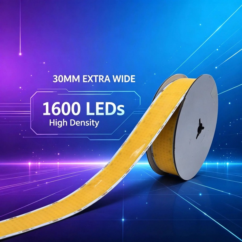 High Power 40W/M 1600 LEDs COB Strip Light 30MM Wide Belt 12V 24V CRI 90 High Brightness Flexible LED Lighting - 图片 4