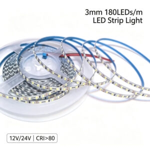 3MM Ultra Slim LED Strip Light 12V 24V 2835 SMD 180LEDs Per Meter Narrow Flexible Light Strip For Slim Aluminium Profile