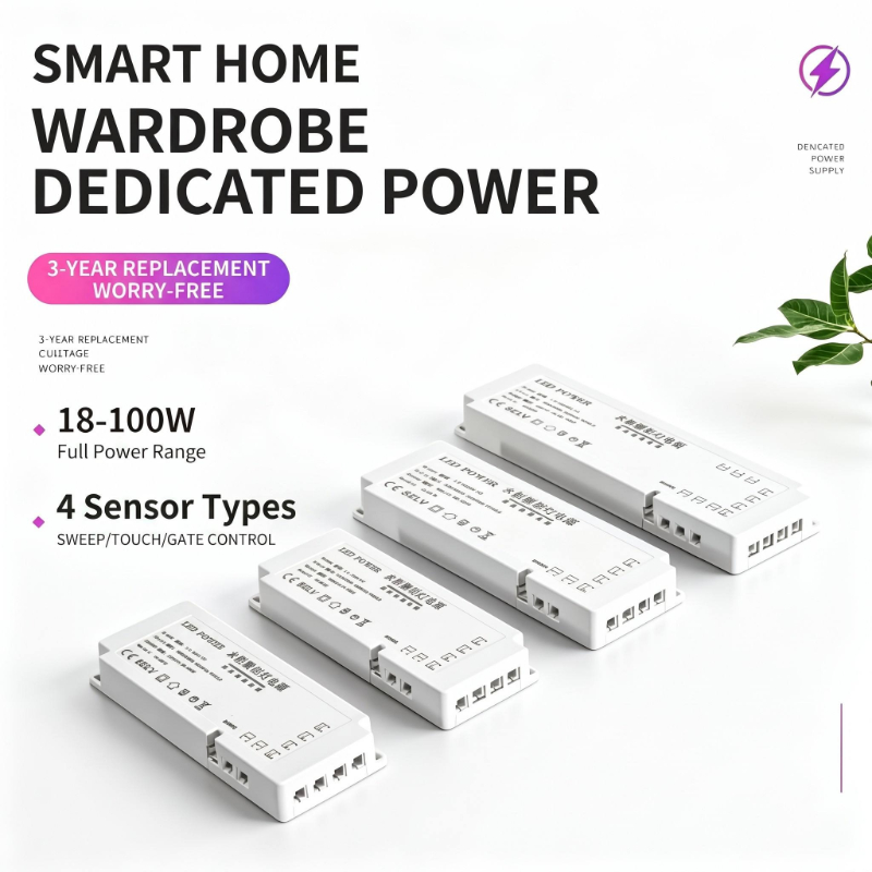 12V 24V LED Cabinet Power Supply DuPont Interface Smart Wardrobe Transformer With PIR Motion Hand Sweep Touch Sensor Switch For Home Kitchen Bathroom Closet Under Cabinet Lighting - 图片 2
