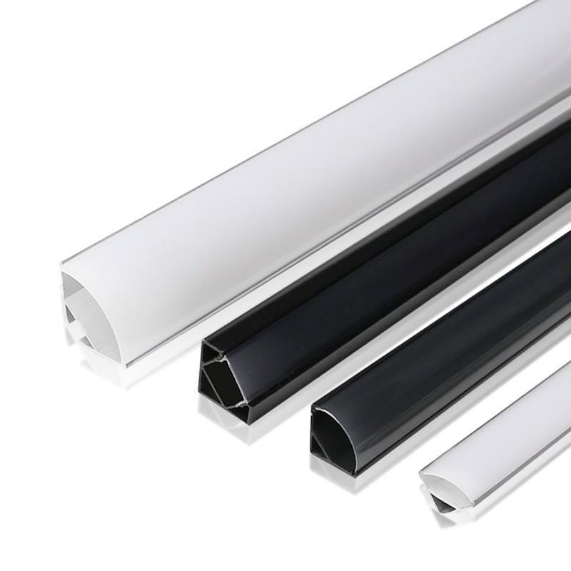 Custom Length 1M 2M 3M 1616 Triangular LED Strip Aluminum Profile 90 Degree Corner Light Bar Housing for Cabinet Kitchen Bathroom Wardrobe Under Cabinet Lighting