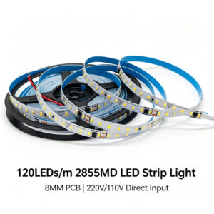 120LEDs per meter 5MM Narrow 2835 SMD LED Strip Light 220V 110V Direct Input No Power Supply Required Easy Installation Indoor Outdoor Decor Lighting