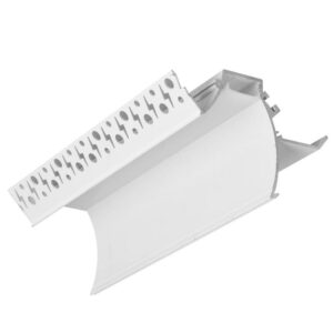 .Surface Mount Crown Molding LED Aluminum Profile No Slotting Cornice Channel Linear Ceiling Light with Hidden Driver Space Easy to Install Suitable for Indoor Living Room Bedroom Kitchen Hallway Decor