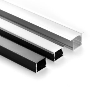 Black White LED Aluminum Profile Extrusion Channel with PC Cover for COB SMD Linear Cabinet Strip Lighting Available in 1010 1212 1616 2020 Sizes