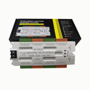 12V 24V 32 Step LED Stair Lighting Controller with PIR Motion Sensor Chasing Sequential Staircase Step Light Controller for Home Hotel Commercial Stairwell Safety Lighting