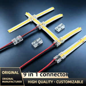 Clear Solderless Quick Wire Joint Coupler 9 in 1 Universal LED Strip Light Connector for Single Color COB Flexible Light Strip Reliable Connection Solution for DIY Lighting Projects