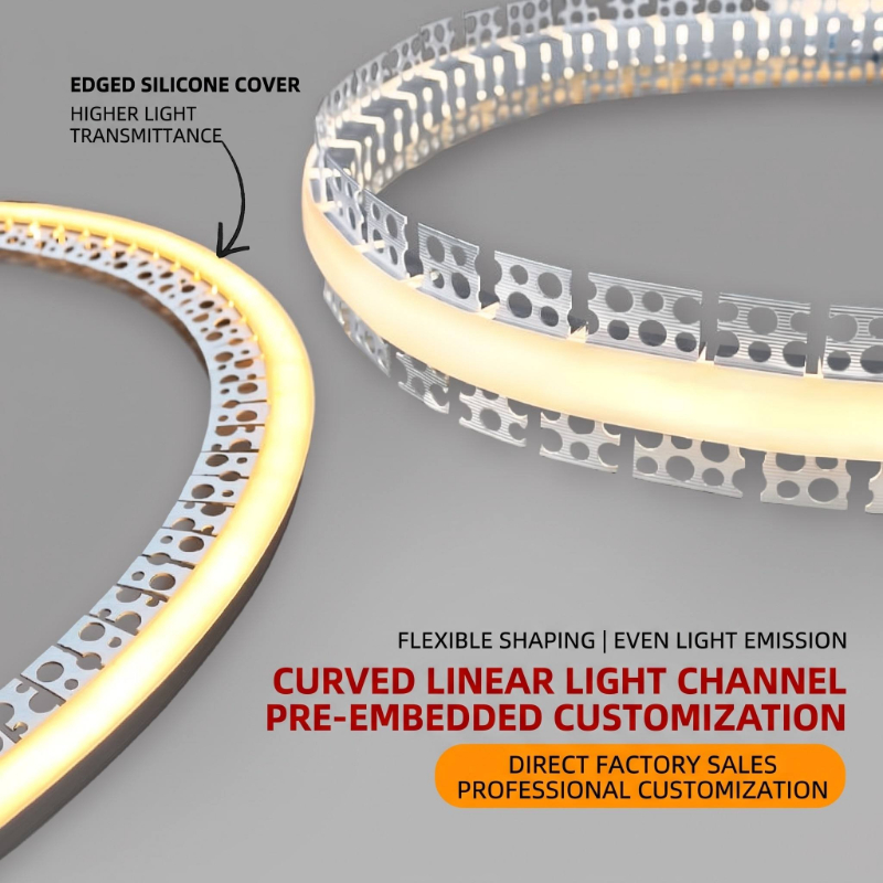Bendable Curved LED Aluminum Profile Flexible Linear Light Recessed Ceiling Channel Arc Circular Strip Lamp with Diffuser Cover for Home Commercial Lighting - 图片 2