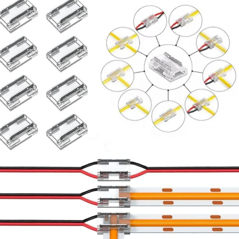 Clear Solderless Quick Wire Joint Coupler 9 in 1 Universal LED Strip Light Connector for Single Color COB Flexible Light Strip Reliable Connection Solution for DIY Lighting Projects - 图片 3