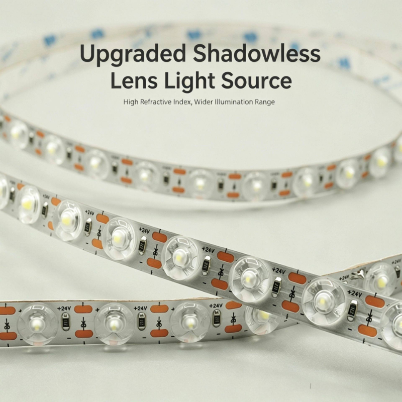 24V 18W Shadowless Optical Lens LED Strip Light 170 Degree Wide Beam Angle 12mm PCB 48 LEDs Flexible Tape Light 3000K 6500K Dimmable Color Temperature Adjustable Indoor Outdoor Decor Lighting - 图片 3