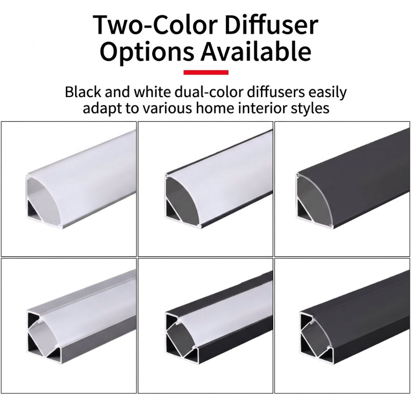 Custom Length 1M 2M 3M 1616 Triangular LED Strip Aluminum Profile 90 Degree Corner Light Bar Housing for Cabinet Kitchen Bathroom Wardrobe Under Cabinet Lighting - 图片 4