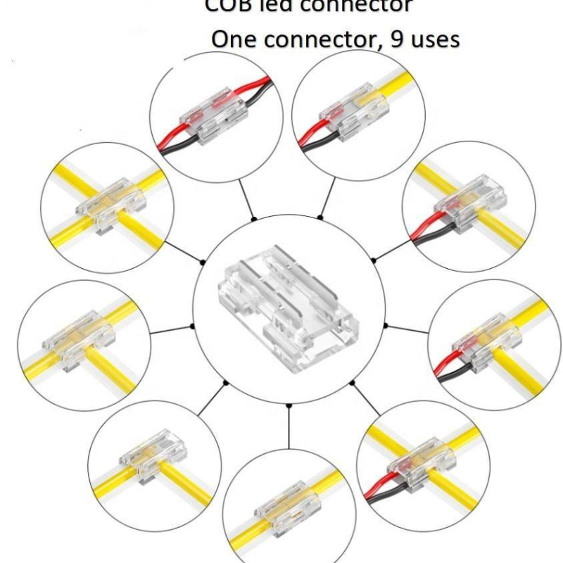 Clear Solderless Quick Wire Joint Coupler 9 in 1 Universal LED Strip Light Connector for Single Color COB Flexible Light Strip Reliable Connection Solution for DIY Lighting Projects - 图片 5