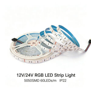 5050 RGB LED Strip Light 12V 24V 60LEDs per Meter 10MM Flexible LED Tape Light Color Changing RGB Lighting for Music Clubs and Game Rooms Home Party Decoration