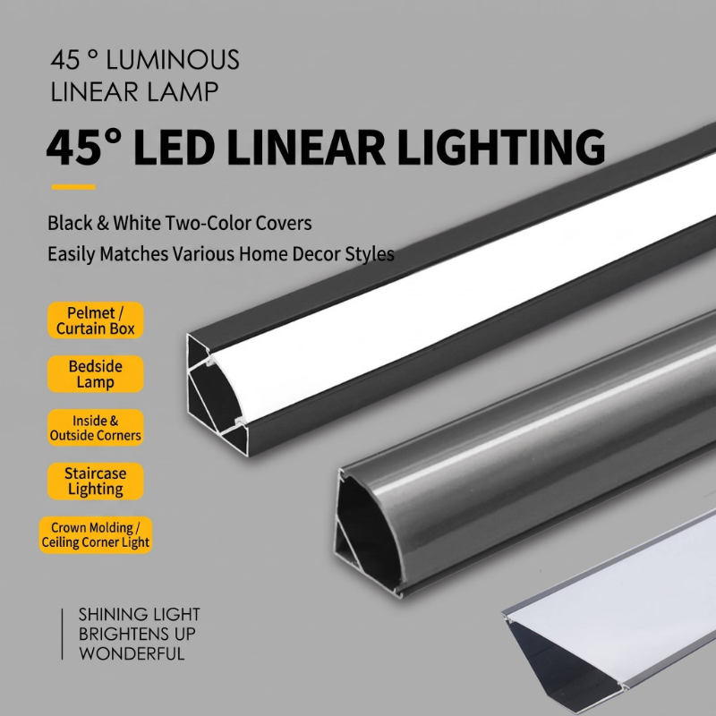 Custom Length 1M 2M 3M 1616 Triangular LED Strip Aluminum Profile 90 Degree Corner Light Bar Housing for Cabinet Kitchen Bathroom Wardrobe Under Cabinet Lighting - 图片 6