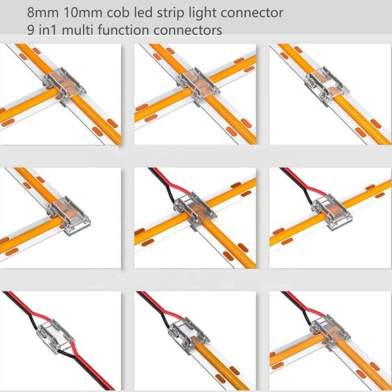 Clear Solderless Quick Wire Joint Coupler 9 in 1 Universal LED Strip Light Connector for Single Color COB Flexible Light Strip Reliable Connection Solution for DIY Lighting Projects - 图片 6