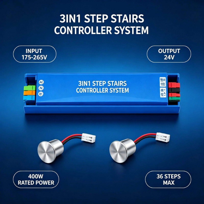 Smart PLC Stair Light Controller 36 Steps 24V 400W Automatic Step Lighting System for LED Strip Lights Suitable for Home Hotel Villa Energy Saving Smart Home Lighting Control Solution - 图片 6